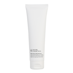 White tube luxurious Body scrub with lemongrass fragrance by The Spa Collection with 150ml tube.