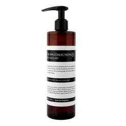 Vegan friendly luxurious body wash with green tee fragrance by The Spa Collection, in pharmacy-style modern bottle.